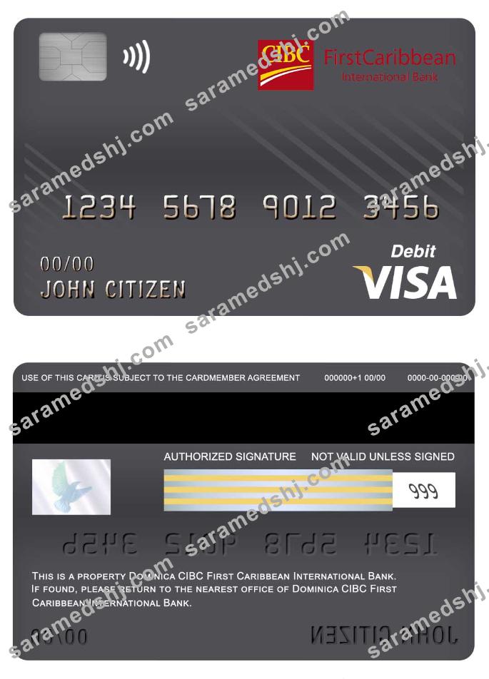 Dominica CIBC First Caribbean International bank visa debit card